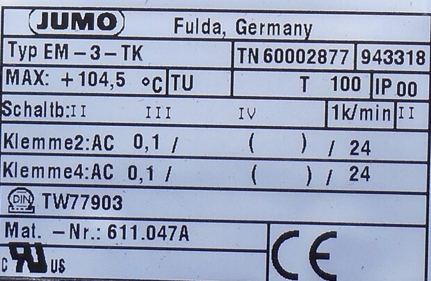 Nefit 78046 Maximaalthermostaat, Jumo EM-3-TK Installatie Thermostaat