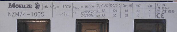 Moeller NZM74-100S vermogenschakelaar 3P+1N 100