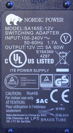 HvN SA165 power supply 12V / 4.5A adapter