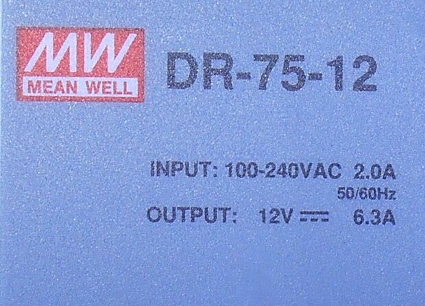 Meanwell DR-75-12 powersupply 12V 6.3A din rail