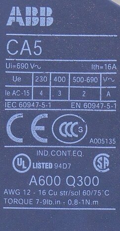 ABB CA5-40E auxiliary contact block 4NO 16A