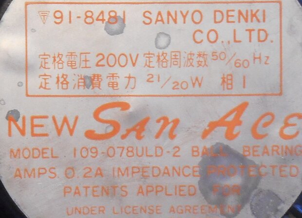 Sanyo Denki I09-078ULD-2 San Ace koelventilator 200V 2A ventilator