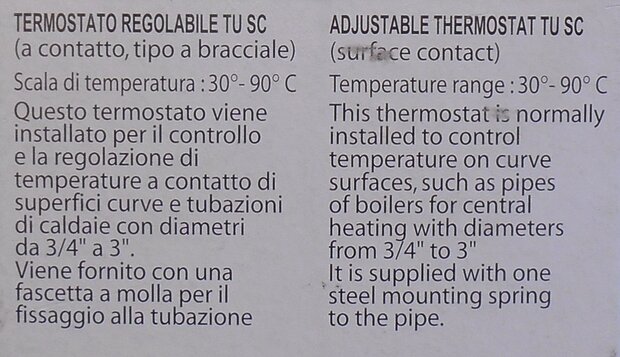 Buisthermostaat T80 30º-90º 3/4"- 3"