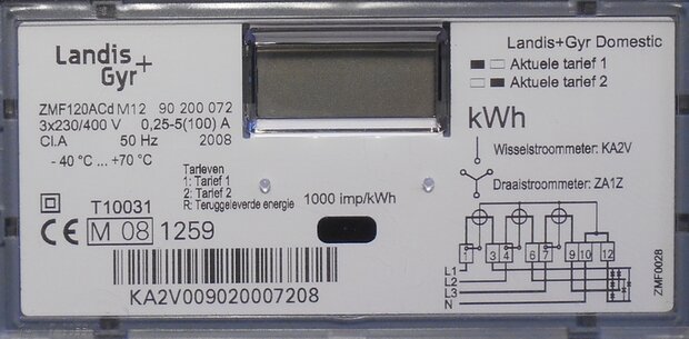Landis & Gyr ZMF120ACd Smart meter Electricity meter 3x230 / 400V 0.25-5(100)A