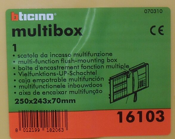 Bticino 16103 multibox mounting box 3 modules 250x243x70mm