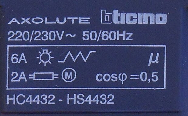 Bticino HC4432 Axolute IR bewegingsmelder schakeltijd min.30sec. max.10min.