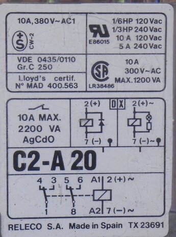 Releco (comat) C2-A 20 relais 10A 240V AC 8 pins