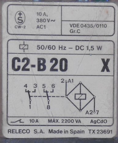 Releco C2-B 20 X relais 10A 24V AD 8 pins