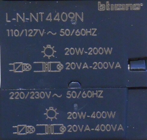 Bticino L4409N dimmer universal controller 400W 2 mod. L-N-NT4409N
