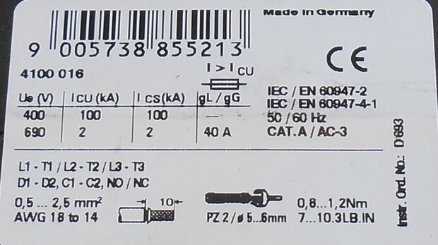 OMRON J7MN-12 Motor protection switch Range 3,5-5A