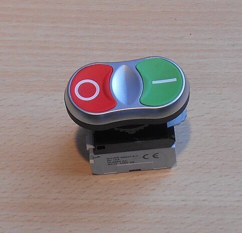 Baco L61QA21C Push button double button plastic front edge, chrome green / red