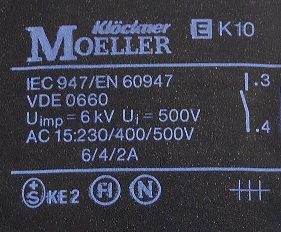 Moeller K10 knop zwart (hand) met 2 NO contact element