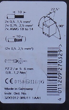 Siemens 3RU1116-1AB0 Thermal overload relay Range 1-16A