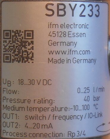 ifm electronic SBY233 flow sensor efector300