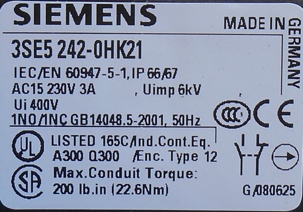 Siemens 3SE5 242-OHK21 eindschakelaar