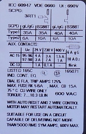 Siemens 3RU1116-1BB0 thermisch overbelasting relais 1,4-2A 1NC+1NO