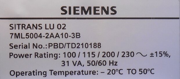 Siemens 7ML5004-2AA10-3B SITRANS LU 02 Monitor Display (used)