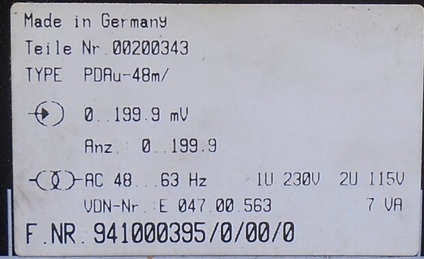 Jumo PDAu-48m digitaal temperatuurcontroller 00200343