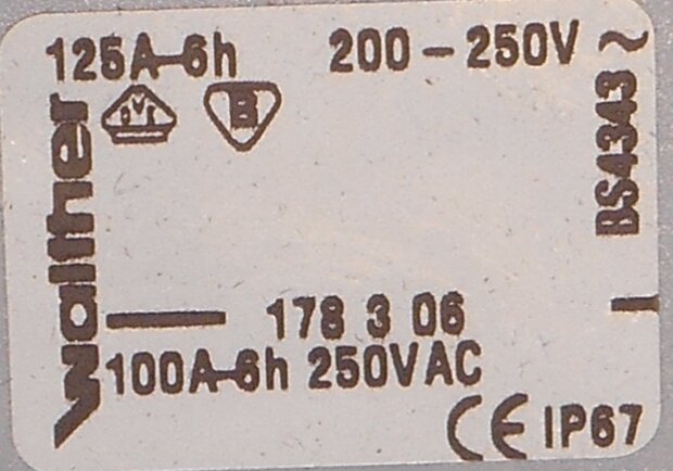 Walther 178306 Wall-mounted CEE socket 3P (2P + E) 200-250V 6h IP67 125A