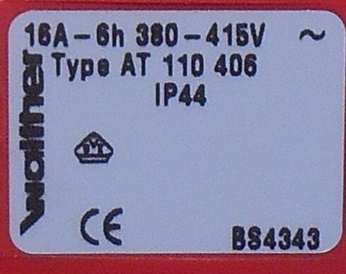 Walther AT110406 wandcontactdoos 16A 4P 380-415V 6h IP44