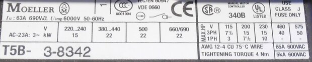 EATON MOELLER T5B-3-8342 Main switch, 6 pole, 63 A, incl. Housing