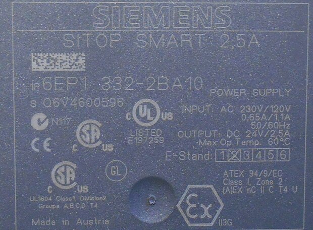 Siemens 6EP1332-2BA10 power supply 24V 2,5A