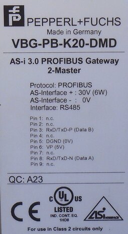 Pepperl + Fuchs VBG-PB-K20-DMD ASI to Profibus Gateway Double Master 189978