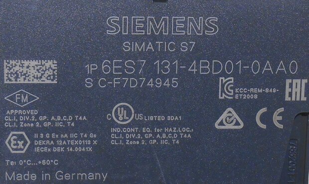 Siemens 6ES7131-4BD01-0AA0 ET200S, 4 DI uitbreidingsmodule 24V DC