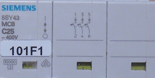 Siemens 5SY43 MCB C25 installatieautomaat 25A 3P