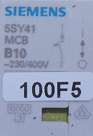 Siemens 5SY41 MCB B10 installatieautomaat 10A 1P