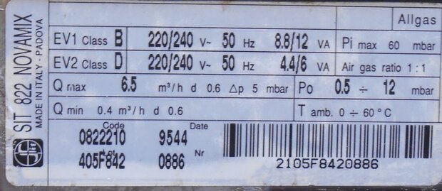 Ferroli 2870796 Gasblok sit 822 nova