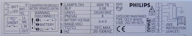 Philips CEZ H 3B36 / 05 ballast 36W T8 242254944219