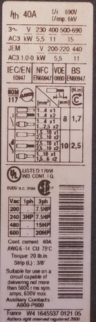 Telemecanique LC1D25 contactor 24V 3P 1NC + 1NO LC1D25B7