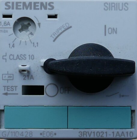 Siemens 3RV1021-1AA10 Motorbeveiligingsschakelaar 1,1 - 1,6 A 3P 3RV10211AA10